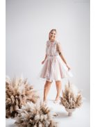 Alexa – csipke és szatén rátétes fehér mini ruha