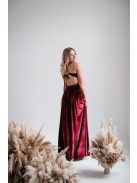 Emma - V-kivágású bordó bársony ruha különleges hátrésszel 