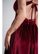 Emma - V-kivágású bordó bársony ruha különleges hátrésszel 