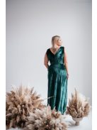 Heater – Sötétzöld ujjatlan bársony ruha, derekán övszerű dísszel