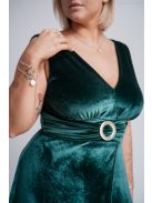 Heater – Sötétzöld ujjatlan bársony ruha, derekán övszerű dísszel