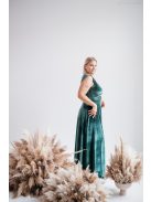 Heater – Sötétzöld ujjatlan bársony ruha, derekán övszerű dísszel