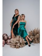 Heater – Sötétzöld ujjatlan bársony ruha, derekán övszerű dísszel