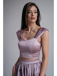Rebeka – mályva színű szatén crop top 