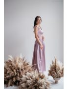 Alkalmi szetteket kiegészítő mályva színű szatén crop top.