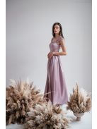  Alkalmi szetteket kiegészítő mályva színű szatén maxi szoknya.