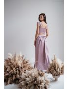  Alkalmi szetteket kiegészítő mályva színű szatén maxi szoknya.