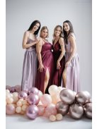  Alkalmi szetteket kiegészítő mályva színű szatén maxi szoknya.