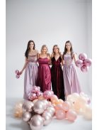  Alkalmi szetteket kiegészítő mályva színű szatén maxi szoknya.