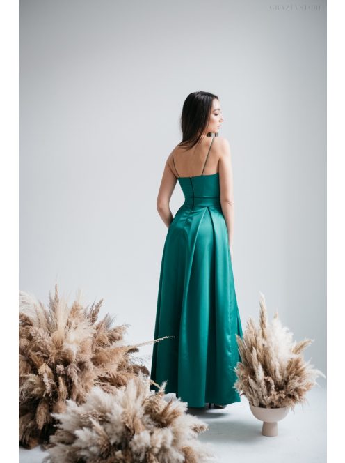 Imola - Zöld spagetti pántos maxi ruha 