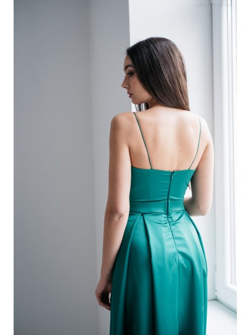 Imola - Zöld spagetti pántos maxi ruha 