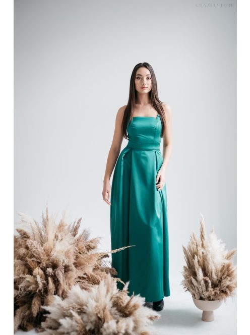 Imola - Zöld spagetti pántos maxi ruha 