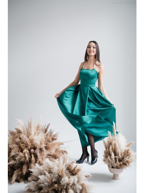 Imola - Zöld spagetti pántos maxi ruha 