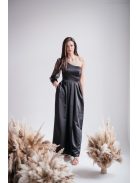 Nicole -Aszimmetrikus fekete szatén maxi ruha