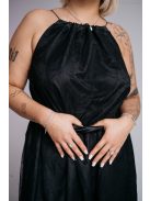 Fekete, one-size mini ruha szatén övvel, elegáns csipkéből.