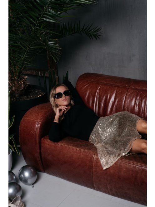 Leila - hosszú ujjú mini ruha csillámos körszoknyával 