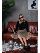 Leila - hosszú ujjú mini ruha csillámos körszoknyával 