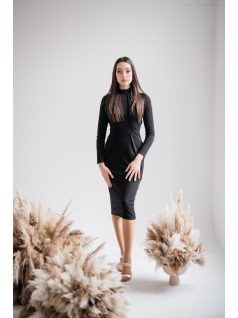 Aliz - fekete midi ruha hosszú ujjakkal