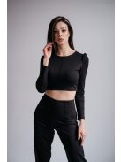 Egyszerű és elegáns hosszú ujjú, fekete crop-top.