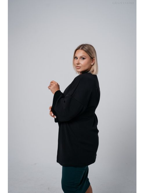 Csinos, kényelmes és praktikus fekete kabát, extra meleg.