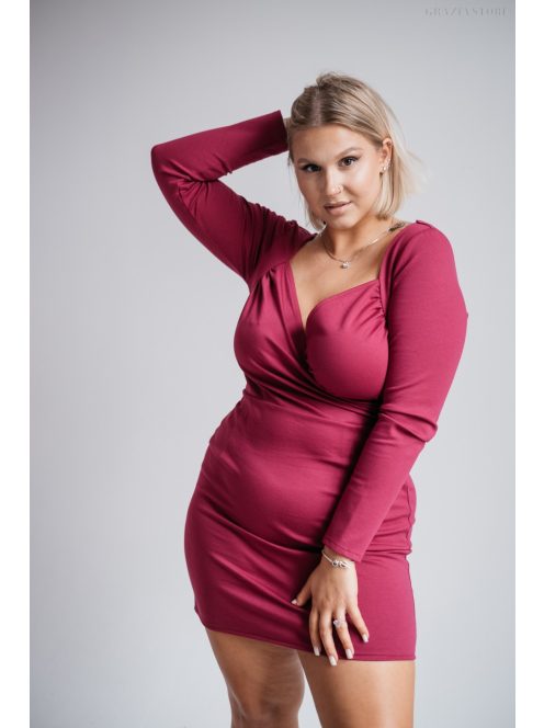 Mirella - hosszú ujjú magenta mini ruha 
