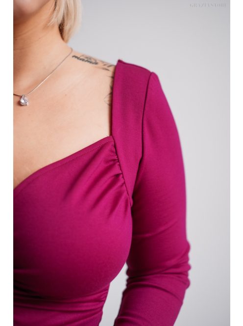 Mirella - hosszú ujjú magenta mini ruha 