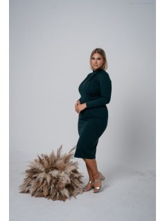 Aliz - sötétzöld midi ruha hosszú ujjakkal