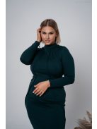 Egy igazán nőies, szűk szabású sötétzöld színű midi ruha.