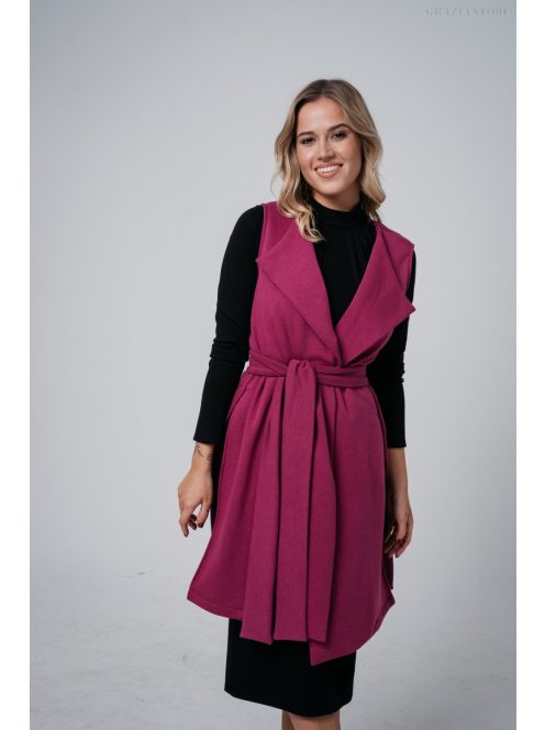 Csinos és szuper meleg, derékban megkötős magenta mellény.