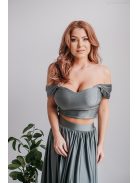 Rebeka - army színű elasztikus anyagú crop top 