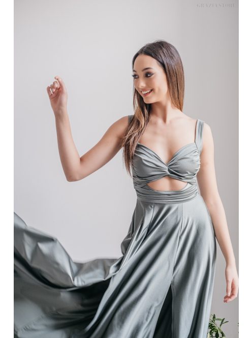 Zoe - army zöld színű maxi ruha elasztikus anyagból