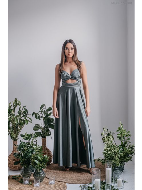 Army Zöld Maxi Ruha Nyitott Hasrésszel - Fiatalos Elegancia