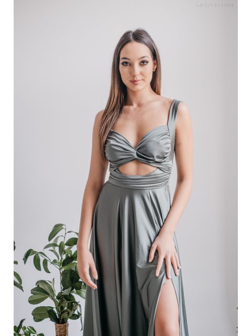 Army Zöld Maxi Ruha Nyitott Hasrésszel - Fiatalos Elegancia