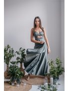 Zoe - army zöld színű maxi ruha elasztikus anyagból