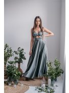 Zoe - army zöld színű maxi ruha elasztikus anyagból