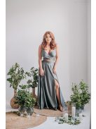 Yvonne - elasztikus anyagú maxi ruha keresztezett felsővel army színben