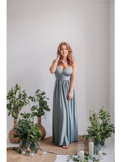 Foresty Zöld V Kivágású Maxi Ruha - Divatos Elegancia és Stílus