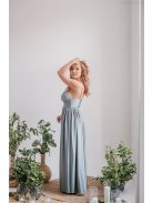 Hanna - V kivágású foresty zöld maxi ruha elasztikus anyagból