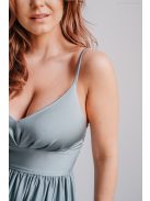 Hanna - V kivágású foresty zöld maxi ruha elasztikus anyagból