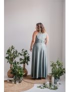Eliza - foresty zöld színű különleges maxi ruha elasztikus anyagból 