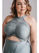 Eliza - foresty zöld színű különleges maxi ruha elasztikus anyagból 