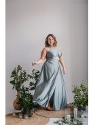 Eliza - foresty zöld színű különleges maxi ruha elasztikus anyagból 