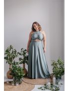 Eliza - foresty zöld színű különleges maxi ruha elasztikus anyagból 