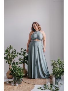   Eliza - foresty zöld színű különleges maxi ruha elasztikus anyagból 