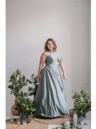 Eliza - foresty zöld színű különleges maxi ruha elasztikus anyagból 