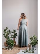 Eliza - foresty zöld színű különleges maxi ruha elasztikus anyagból 