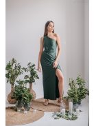Lili - goblin zöld színű csavart elejű szűk fazonú maxi ruha 