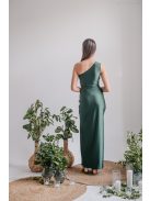 Lili - goblin zöld színű csavart elejű szűk fazonú maxi ruha 