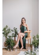 Lili - goblin zöld színű csavart elejű szűk fazonú maxi ruha 