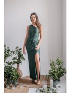 Lili - goblin zöld színű csavart elejű szűk fazonú maxi ruha 